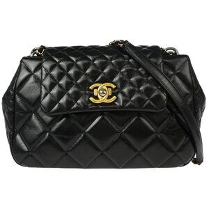 Chanel Black Calfskin Daily Walk Accordion Flap Bag